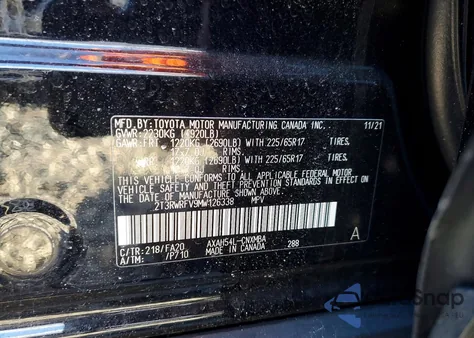 2021 Toyota Rav4 Xle z USA, uszkodzony, nr VIN 2T3RWRFV9MW126338